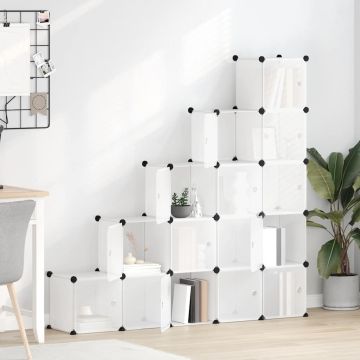 Contenitore Cubo Portaoggetti con 15 Cubi e Ante Trasparente PP