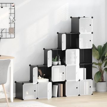 Organizzatore Portaoggetti con 15 Cubi e Ante Trasparenti in PP