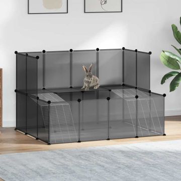 Gabbia per Piccoli Animali Nera 143x107x93 cm in PP e Acciaio