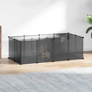 Gabbia per Piccoli Animali Nera 144x74x46,5 cm in PP e Acciaio