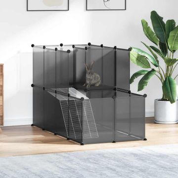 Gabbia per Piccoli Animali Nera 142x74x93 cm in PP e Acciaio