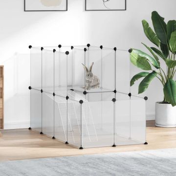 Gabbia per Piccoli Animali Trasparente 142x74x93cm PP e Acciaio