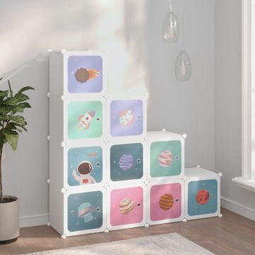 Armadio a Cubi per Bambini con 10 Cubi Bianco PP