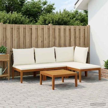 5 pz Legno massiccio di acacia e corda Naturale
