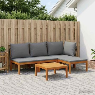 5 pz Set da Giardino con Cuscini Naturale