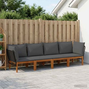 4 pz Legno massiccio di acacia e corda Naturale