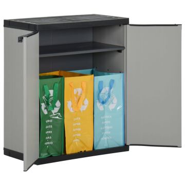 Armadio per Rifiuti da Giardino Grigio e Nero 68x40x85 cm in PP