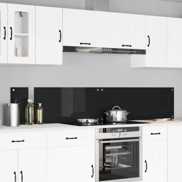 Schienale da cucina 2 pz Nero 110 x 40 cm vetro temperato