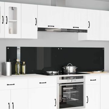 Schienale da cucina 2 pz Nero 110 x 50 cm vetro temperato