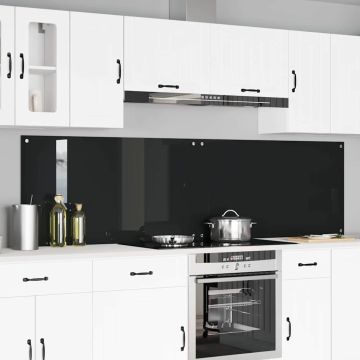 Schienale da cucina 2 pz Nero 110 x 60 cm vetro temperato