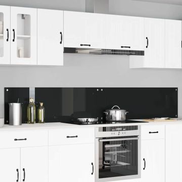 Schienale da cucina 2 pz Nero 120 x 40 cm vetro temperato