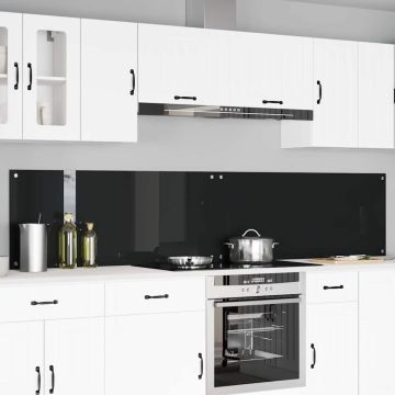 Schienale da cucina 2 pz Nero 120 x 50 cm vetro temperato