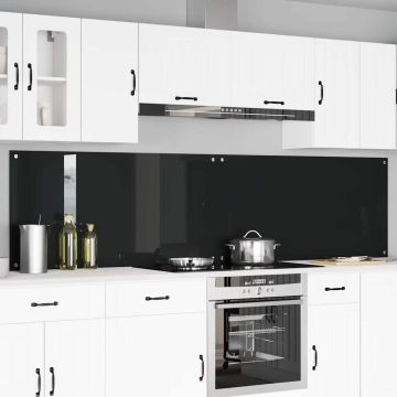 Schienale da cucina 2 pz Nero 120 x 60 cm vetro temperato