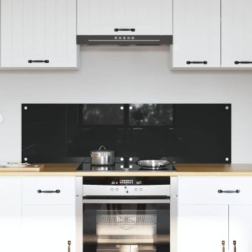 Schienale da cucina 2 pz Nero 70 x 40 cm vetro temperato