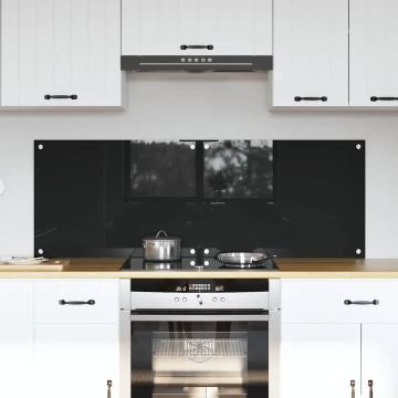Schienale da cucina 2 pz Nero 70 x 50 cm vetro temperato