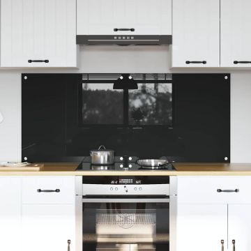 Schienale da cucina 2 pz Nero 70 x 60 cm vetro temperato