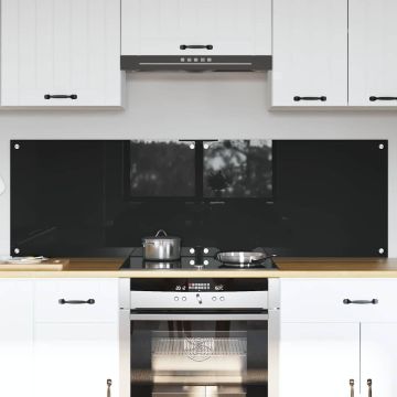 Schienale da cucina 2 pz Nero 80 x 50 cm vetro temperato