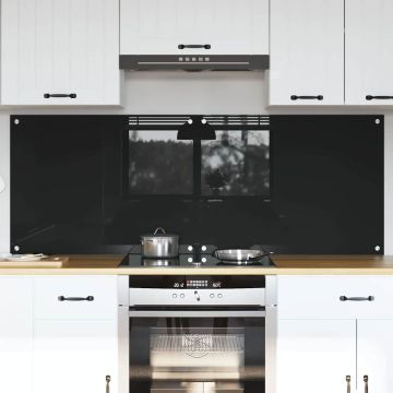 Schienale da cucina 2 pz Nero 80 x 60 cm vetro temperato