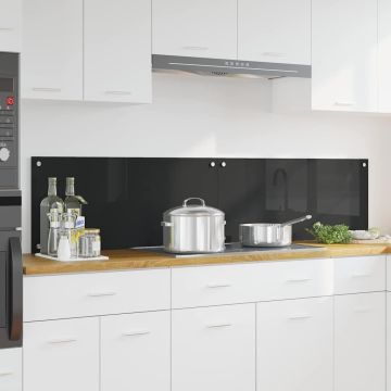 Schienale da cucina 2 pz Nero 90 x 40 cm vetro temperato