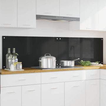 Schienale da cucina 2 pz Nero 100 x 50 cm vetro temperato