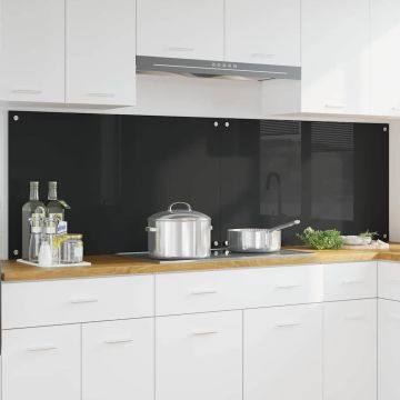 Schienale da cucina 2 pz Nero 100 x 60 cm vetro temperato
