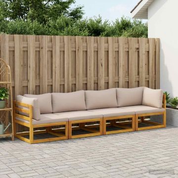 Set di divani 4 pz Naturale Legno di Acacia Massello