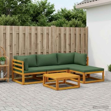 Set di divani 5 pz Naturale Legno di Acacia Massello