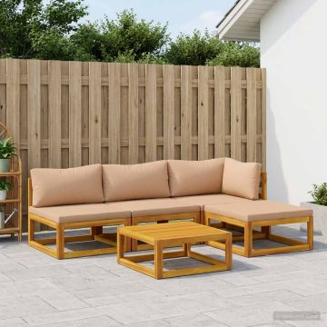 Set di divani 5 pz Naturale Legno di Acacia Massello
