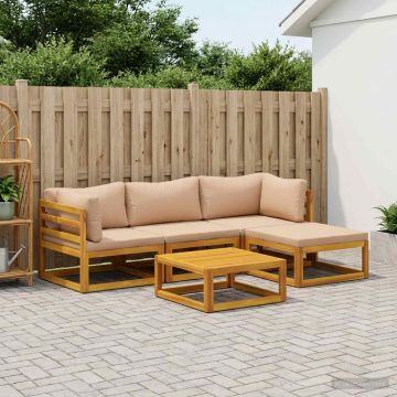 Set di divani 5 pz Naturale Legno di Acacia Massello