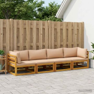 Set di divani 4 pz Naturale Legno di Acacia Massello