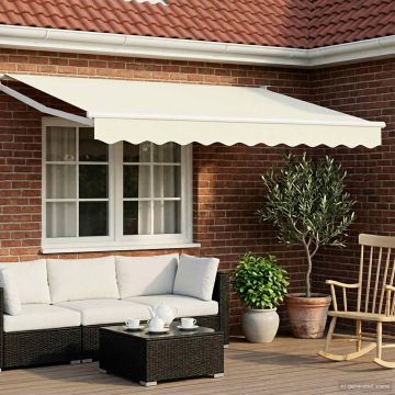 Tenda retrattile Crema 3 x 2 m 100% Poliestere e Alluminio