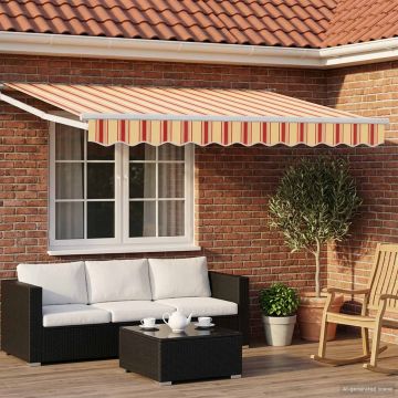 Tenda retrattile Giallo, Arancione e Bianco 3 x 2 m