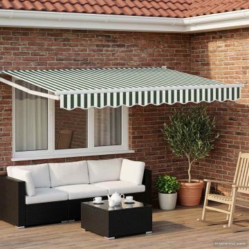 Tenda retrattile Verde e Bianco 3 x 2 m