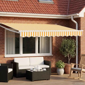 Tenda retrattile Giallo e Bianco 3,5 x 2 m