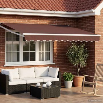 Tenda retrattile Marrone 2,5 x 2 m Poliestere e Metallo