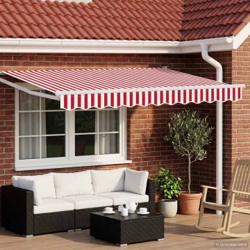 Tenda retrattile Rosso e Bianco 2,5 x 2 m Poliestere e Metallo
