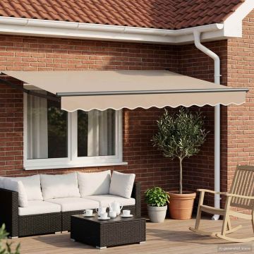 Tenda retrattile Beige 3,5 x 2 m 100% Poliestere e Alluminio