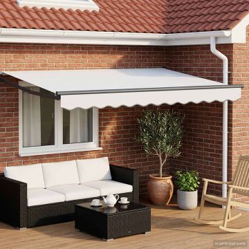 Tenda retrattile Bianco 3,5 x 2 m 100% Poliestere e Alluminio