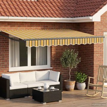 Tenda retrattile Giallo, Grigio e Bianco 3 x 2 m