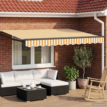 Tenda retrattile Giallo e Bianco 3,5 x 2 m Poliestere e Metallo