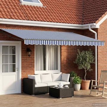 Tenda retrattile Blu e Bianco 4 x 2 m Poliestere e Metallo