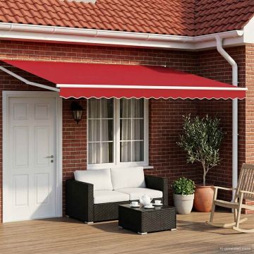 Tenda retrattile manuale con LED Rosso e Bianco 4 × 3 m