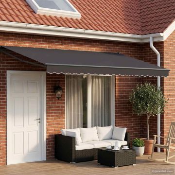 Tenda retrattile manuale con LED Antracite 5 x 3 m