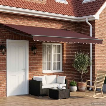 Tenda retrattile manuale con LED Marrone e Antracite 5 x 3 m