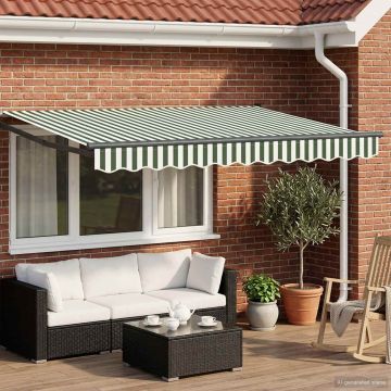 Tettuccio Elettrico Retrattile Verde e Bianco 2,5 x 2 m