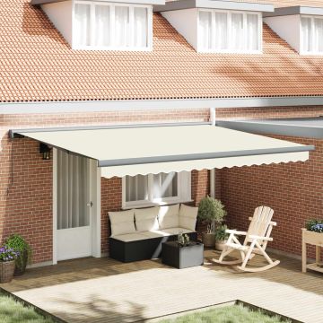 Tenda retrattile 400 × 300 cm Tela e Alluminio Crema e Grigio