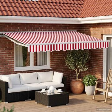 Tettuccio Elettrico Retrattile Rosso e Bianco 2,5 x 2 m