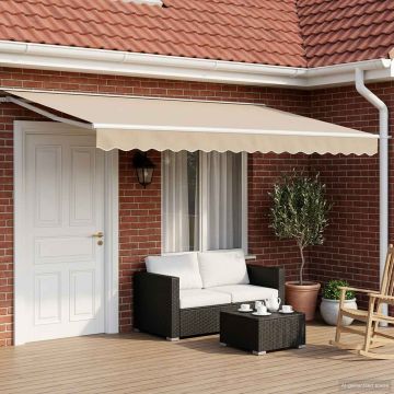 Tettuccio Elettrico Retrattile Beige e Bianco 4 × 3,5 m