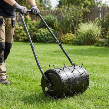 Rullo per prato da giardino con morsetti per aeratori Acciaio