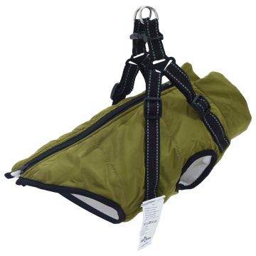 Cappotto per Cani Verde militare L28 Pile e Poliestere